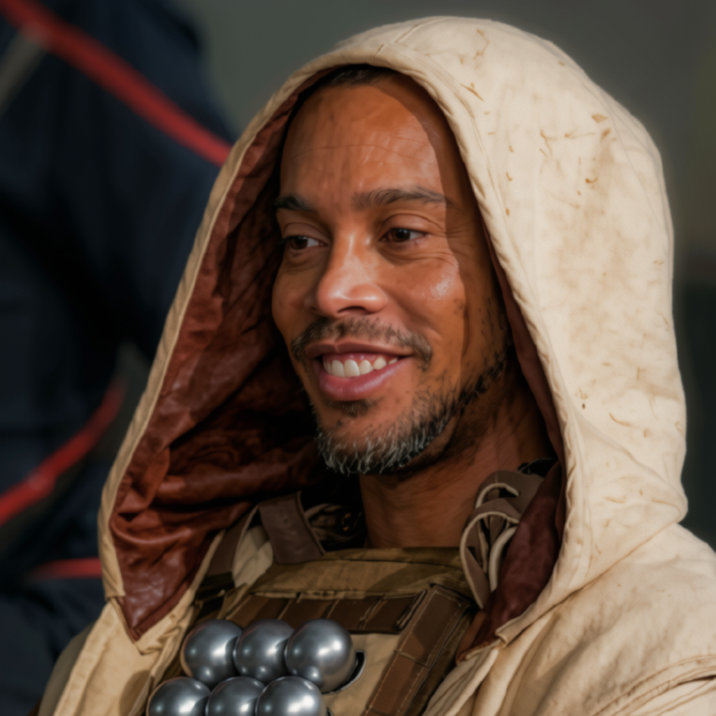 Ronaldinho Gaúcho sorrindo, representando a energia de um Gerador com Perfil 3/5 no Desenho Humano.
